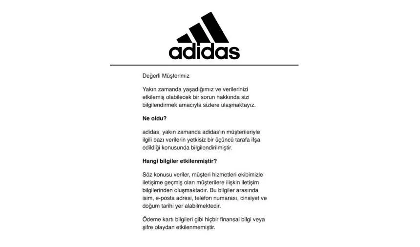 ADİDAS'ta skandal: Müşteri bilgileri çalındı